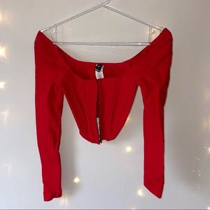 SET OF 2 Red and Black Bustier Button up Tops